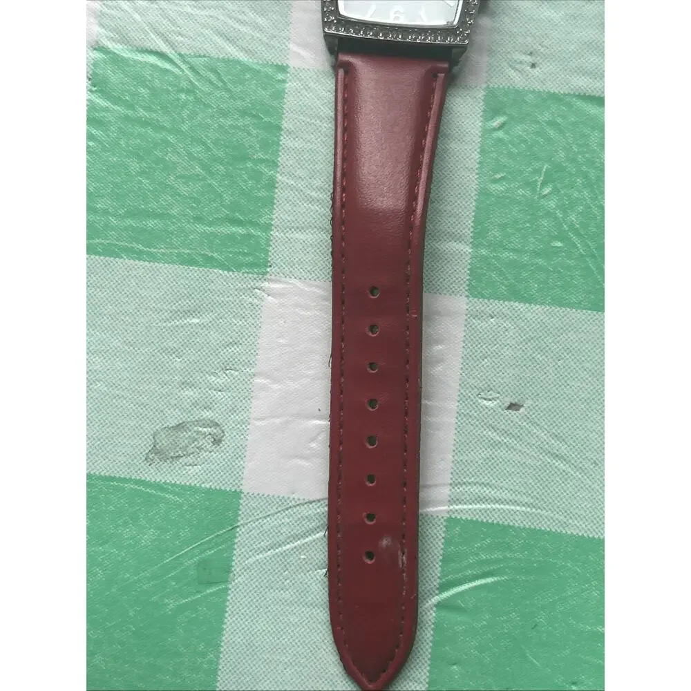 Merona Silver Tone Red Band Women’s Quartz Watch